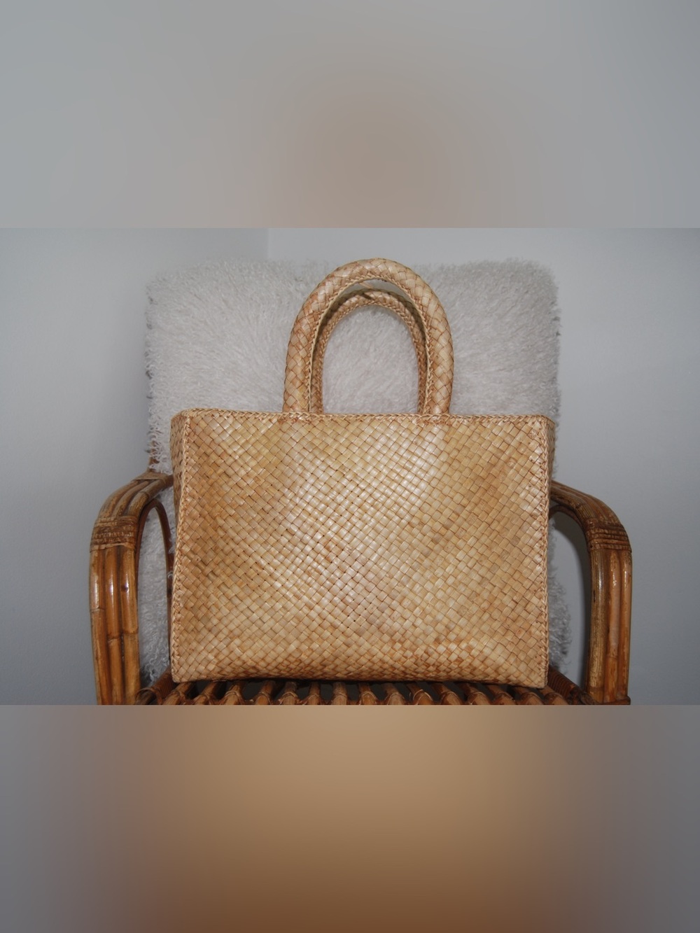Woven Straw Tote Bag - Natural